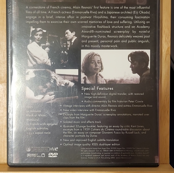 Hiroshima Mon Amour (DVD, 1959) The Criterion Collection- Alaim Resnais - Picture 4 of 4
